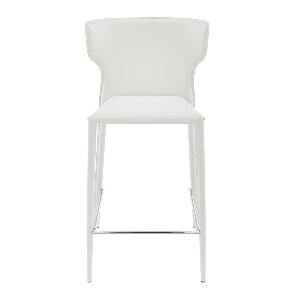 Divinia Counter Stool in White Regenerated Leather - Set of 2