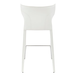 Divinia Counter Stool in White Regenerated Leather - Set of 2