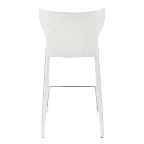 Divinia Counter Stool in White Regenerated Leather - Set of 2
