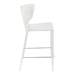 Divinia Counter Stool in White Regenerated Leather - Set of 2