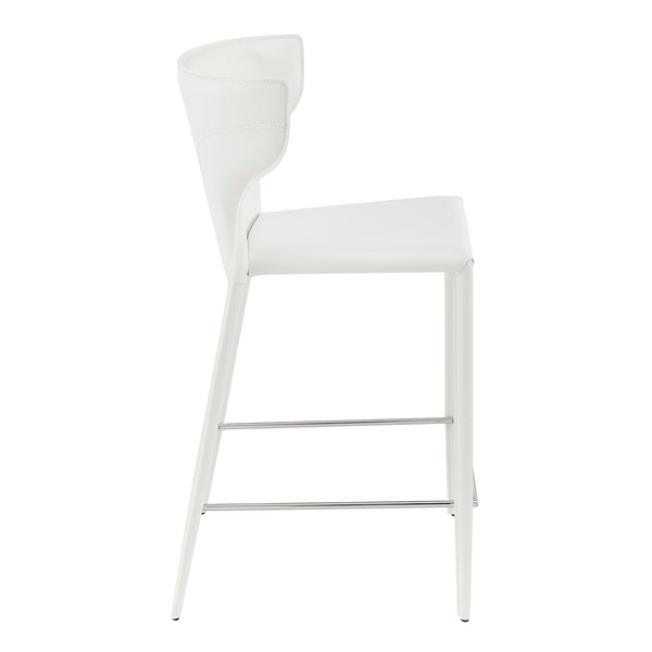 Divinia Counter Stool in White Regenerated Leather - Set of 2