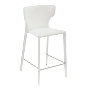 Divinia Counter Stool in White Regenerated Leather - Set of 2