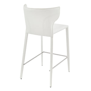 Divinia Counter Stool in White Regenerated Leather - Set of 2