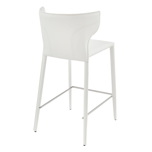 Divinia Counter Stool in White Regenerated Leather - Set of 2