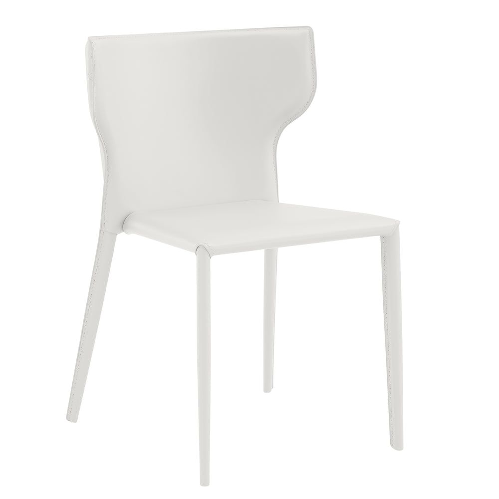 Divinia Stacking Side Chair in White Regenerated Leather - Set of 2
