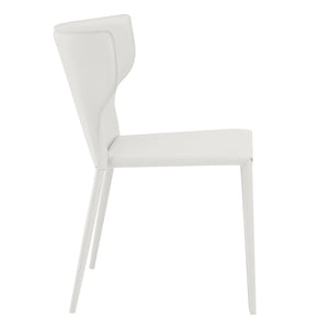 Divinia Stacking Side Chair in White Regenerated Leather - Set of 2