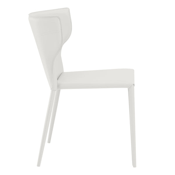 Divinia Stacking Side Chair in White Regenerated Leather - Set of 2