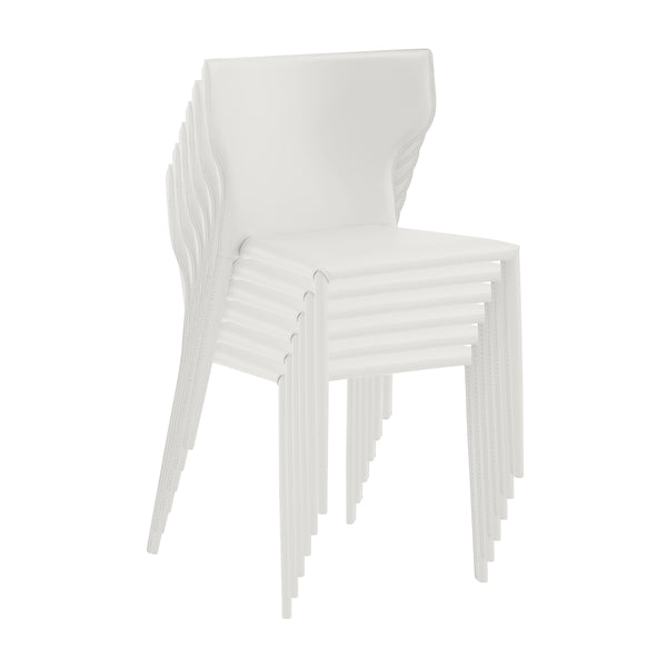 Divinia Stacking Side Chair in White Regenerated Leather - Set of 2