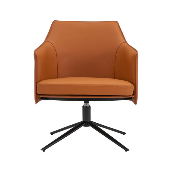 Signa Lounge Chair in Cognac Leatherette and Regenerated Leather with Black Steel Base
