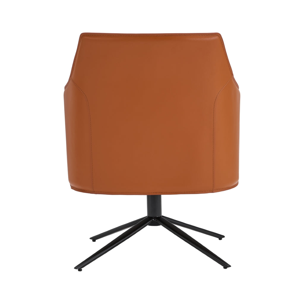 Signa Lounge Chair in Cognac Leatherette and Regenerated Leather with Black Steel Base