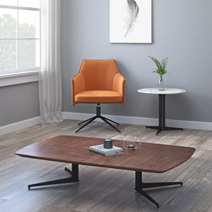 Signa Lounge Chair in Cognac Leatherette and Regenerated Leather with Black Steel Base