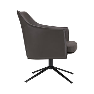 Signa Lounge Chair in Dark Gray Leatherette and Regenerated Leather with Black Steel Base