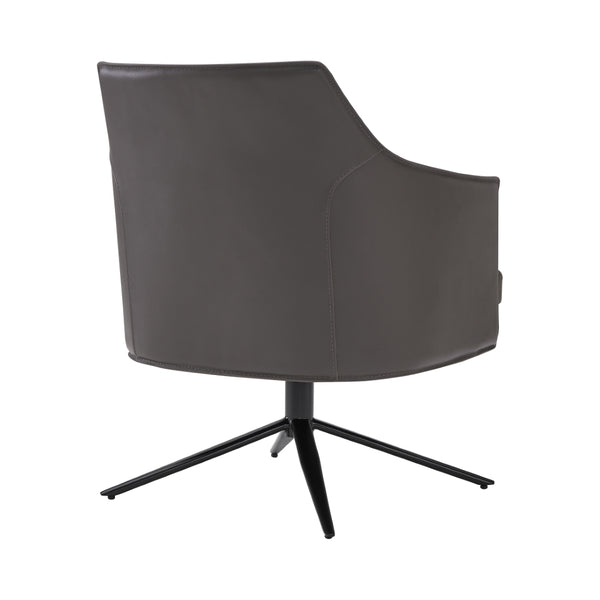 Signa Lounge Chair in Dark Gray Leatherette and Regenerated Leather with Black Steel Base