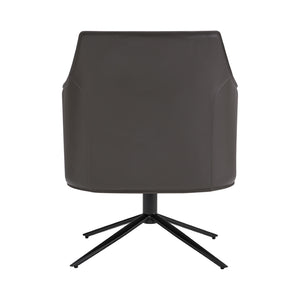 Signa Lounge Chair in Dark Gray Leatherette and Regenerated Leather with Black Steel Base