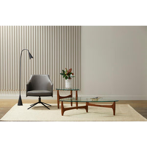 Signa Lounge Chair in Dark Gray Leatherette and Regenerated Leather with Black Steel Base