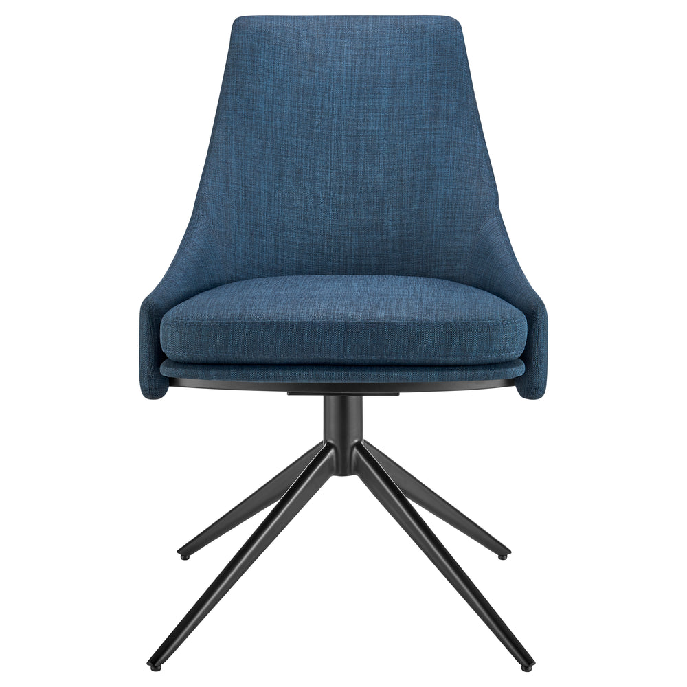 Signa Side Chair in Blue Fabric with Black Steel Base - Set of 1