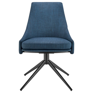 Signa Side Chair in Blue Fabric with Black Steel Base - Set of 1