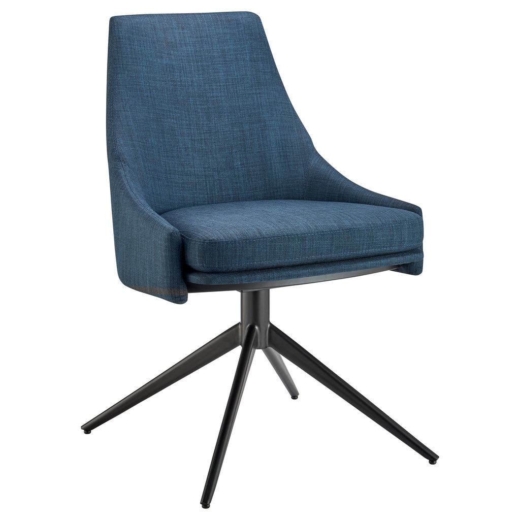 Signa Side Chair in Blue Fabric with Black Steel Base - Set of 1