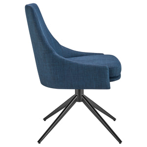 Signa Side Chair in Blue Fabric with Black Steel Base - Set of 1
