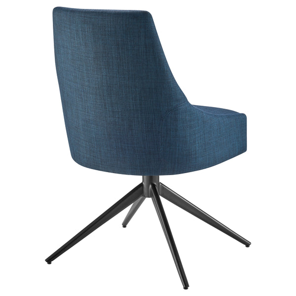 Signa Side Chair in Blue Fabric with Black Steel Base - Set of 1