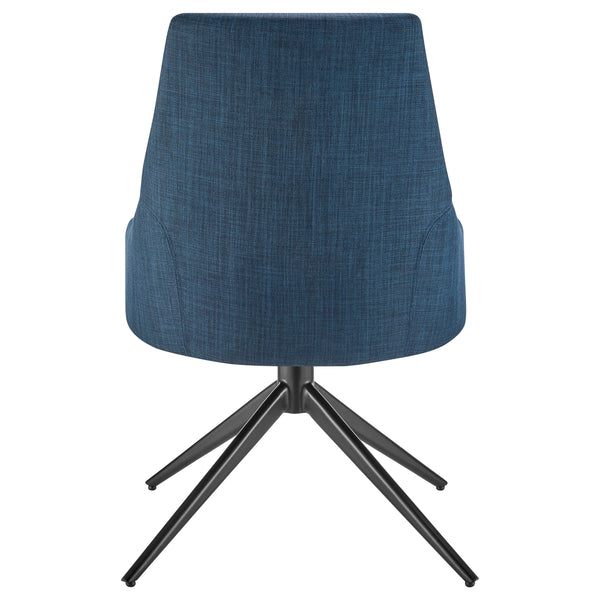 Signa Side Chair in Blue Fabric with Black Steel Base - Set of 1