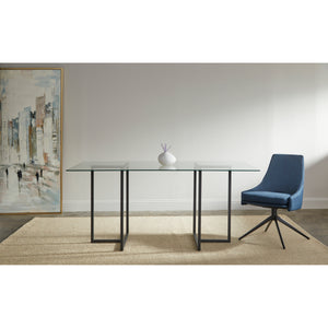 Signa Side Chair in Blue Fabric with Black Steel Base - Set of 1