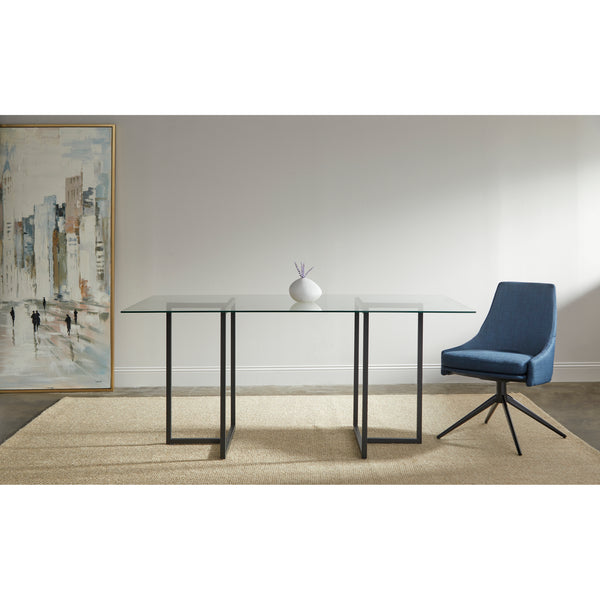 Signa Side Chair in Blue Fabric with Black Steel Base - Set of 1