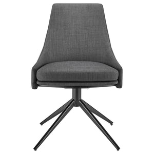 Signa Side Chair in Charcoal Fabric with Black Steel Base - Set of 1