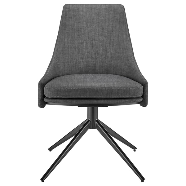 Signa Side Chair in Charcoal Fabric with Black Steel Base - Set of 1