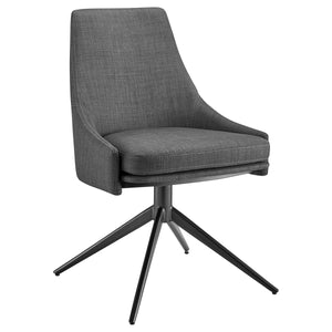 Signa Side Chair in Charcoal Fabric with Black Steel Base - Set of 1