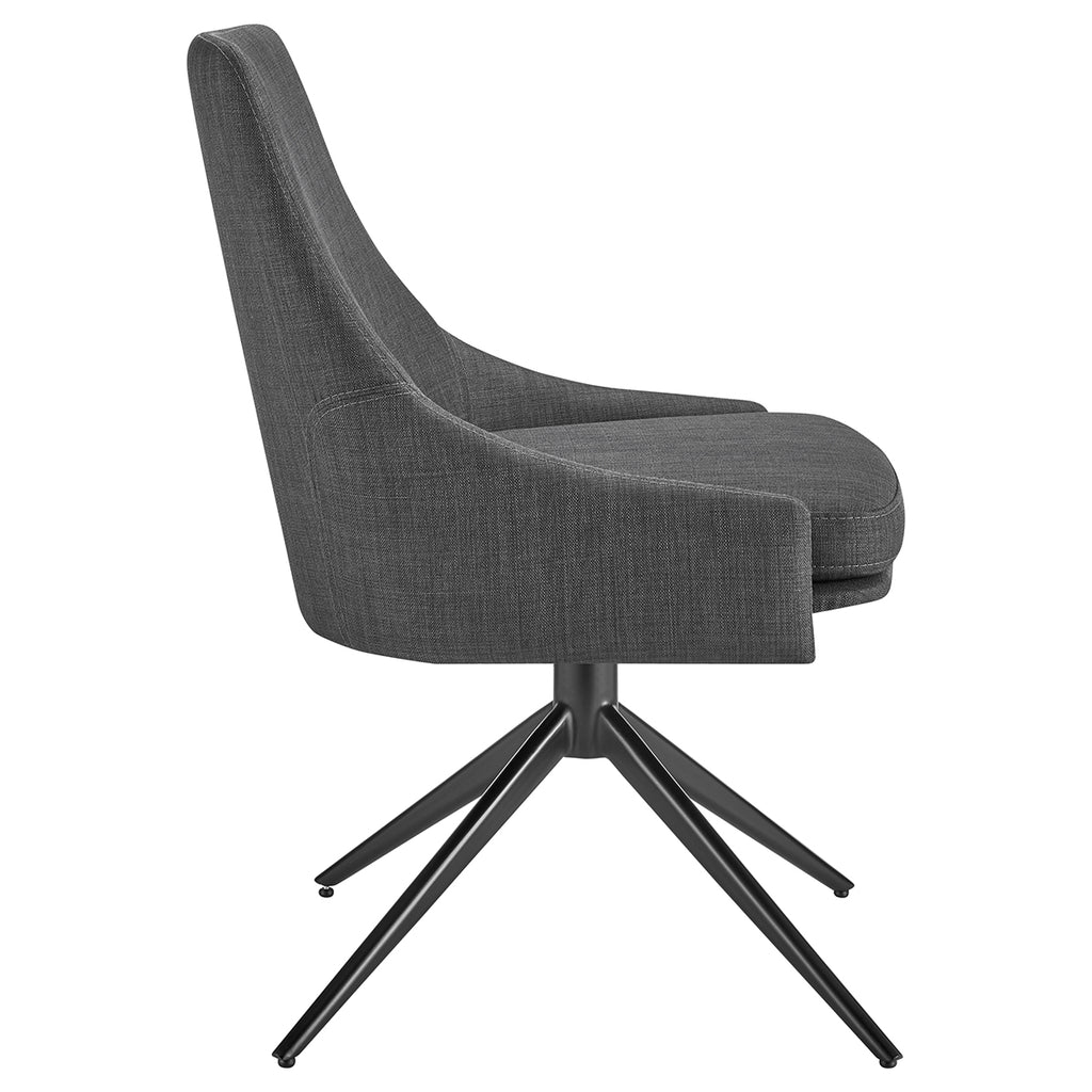 Signa Side Chair in Charcoal Fabric with Black Steel Base - Set of 1