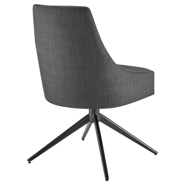Signa Side Chair in Charcoal Fabric with Black Steel Base - Set of 1