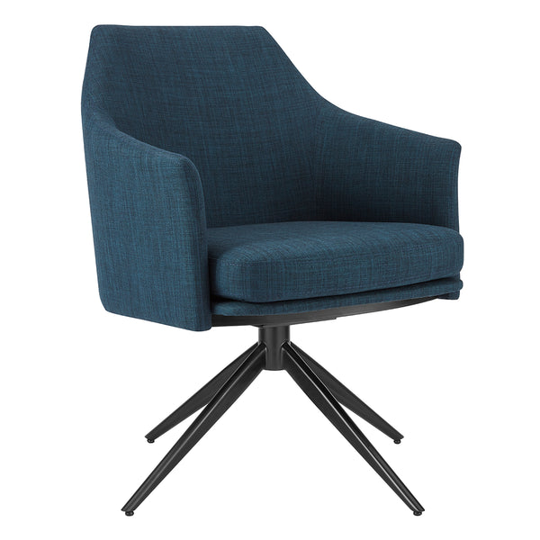 Signa Armchair in Blue Fabric with Black Steel Base - Set of 1