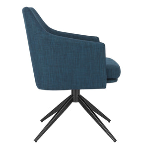 Signa Armchair in Blue Fabric with Black Steel Base - Set of 1