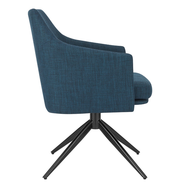 Signa Armchair in Blue Fabric with Black Steel Base - Set of 1