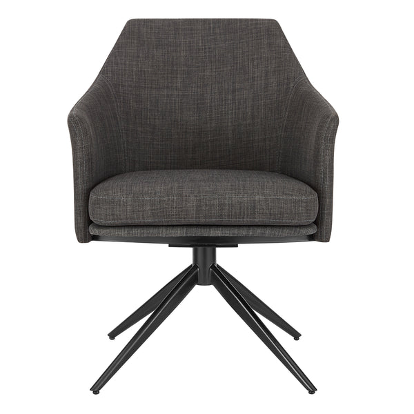 Signa Armchair in Charcoal Fabric with Black Steel Base - Set of 1