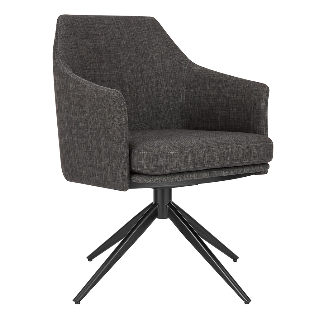 Signa Armchair in Charcoal Fabric with Black Steel Base - Set of 1