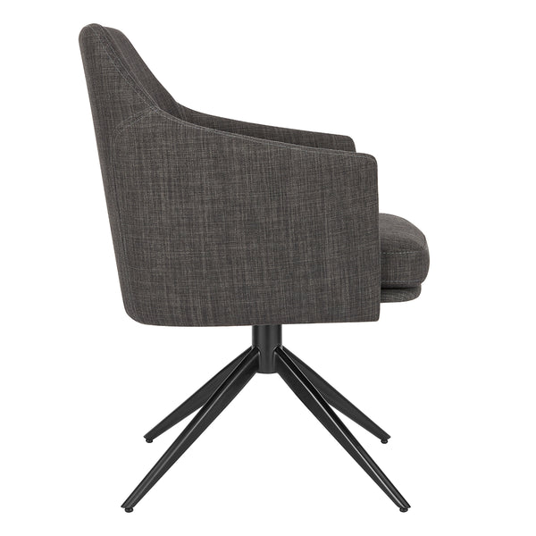 Signa Armchair in Charcoal Fabric with Black Steel Base - Set of 1