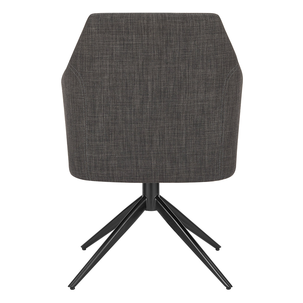 Signa Armchair in Charcoal Fabric with Black Steel Base - Set of 1
