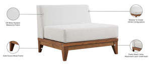 Rio Acacia Wood / Waterproof Fabric / Quick Dry Foam Contemporary Off White Waterproof Fabric Outdoor Patio Modular Armless Chair - 34.5" W x 31.5" D x 25" H