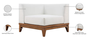 Rio Acacia Wood / Waterproof Fabric / Quick Dry Foam Contemporary Off White Waterproof Fabric Outdoor Patio Modular Corner Chair - 31.5" W x 31.5" D x 25" H