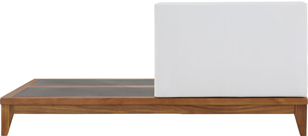 Rio Acacia Wood / Waterproof Fabric / Concrete / Quick Dry Foam Contemporary Off White Waterproof Fabric Outdoor Patio Modular Chair w/ Integrated Table - 63" W x 31.5" D x 25" H