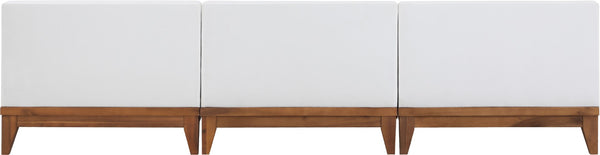 Rio Acacia Wood / Waterproof Fabric / Quick Dry Foam Contemporary Off White Waterproof Fabric Outdoor Patio Modular Sofa - 103.5" W x 31" D x 25" H