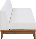 Rio Acacia Wood / Waterproof Fabric / Quick Dry Foam Contemporary Off White Waterproof Fabric Outdoor Patio Modular Sofa - 103.5" W x 31" D x 25" H