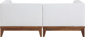 Rio Acacia Wood / Waterproof Fabric / Quick Dry Foam Contemporary Off White Waterproof Fabric Outdoor Patio Modular Sofa - 62" W x 31" D x 25" H