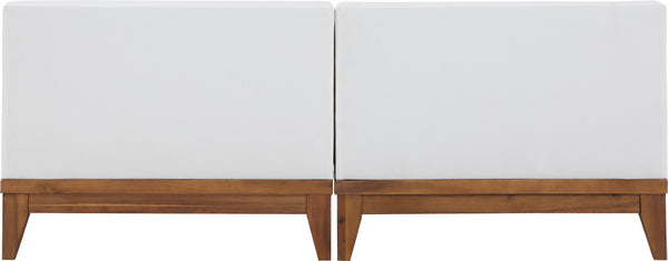 Rio Acacia Wood / Waterproof Fabric / Quick Dry Foam Contemporary Off White Waterproof Fabric Outdoor Patio Modular Sofa - 69" W x 31" D x 25" H