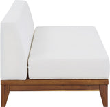 Rio Acacia Wood / Waterproof Fabric / Quick Dry Foam Contemporary Off White Waterproof Fabric Outdoor Patio Modular Sofa - 69" W x 31" D x 25" H