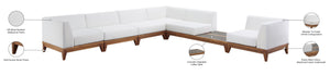 Rio Acacia Wood / Waterproof Fabric / Quick Dry Foam Contemporary Off White Waterproof Fabric Outdoor Patio Modular Sectional - 131" W x 125" D x 25" H