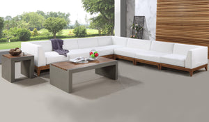 Rio Acacia Wood / Waterproof Fabric / Quick Dry Foam Contemporary Off White Waterproof Fabric Outdoor Patio Modular Sectional - 131" W x 131" D x 25" H