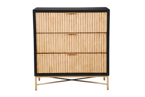 Larsen Small Chest in Black & Natural - Mahogany, Gold Accents, Felt Lined Drawer & Stylish Design